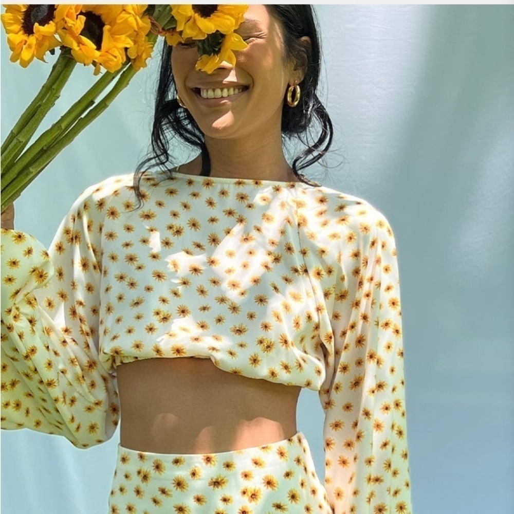 Who Wore What Billow Sleeve Top Ivory Multi